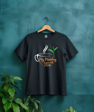 Printed T shirts for tea lovers |My Monday begins with chai|