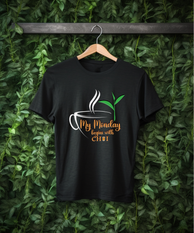 Printed T shirts for tea lovers |My Monday begins with chai|