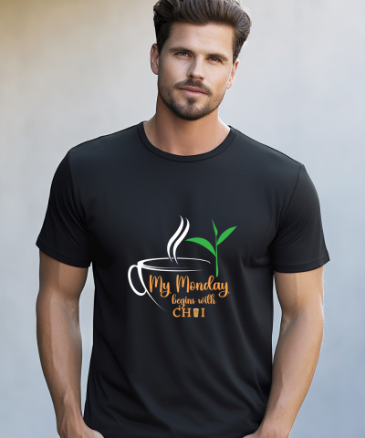 Printed T shirts for tea lovers |My Monday begins with chai|