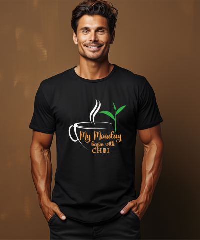 Printed T shirts for tea lovers |My Monday begins with chai|